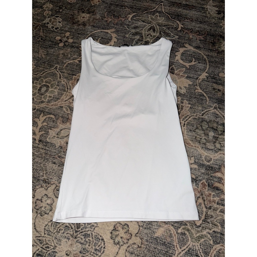 Zara White Scoop Neck Spandex Tank Top